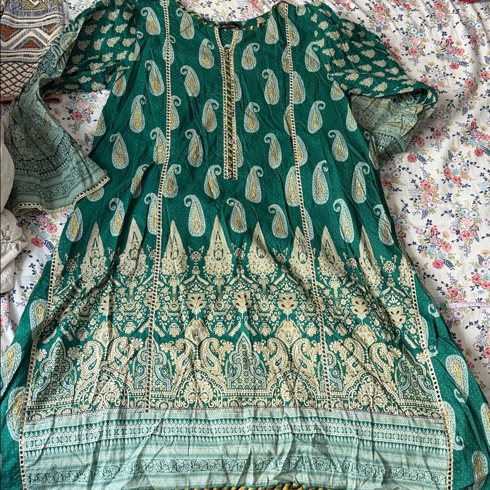 Green Paisley Summer Mini Dress